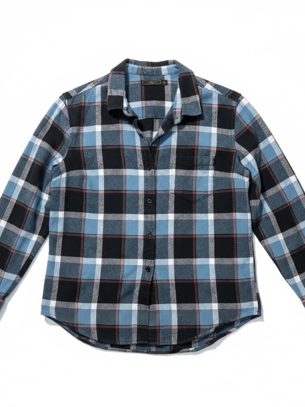Obey streetwear Men's Blue and Black Plaid Flannel Button-Up Shirt Medium